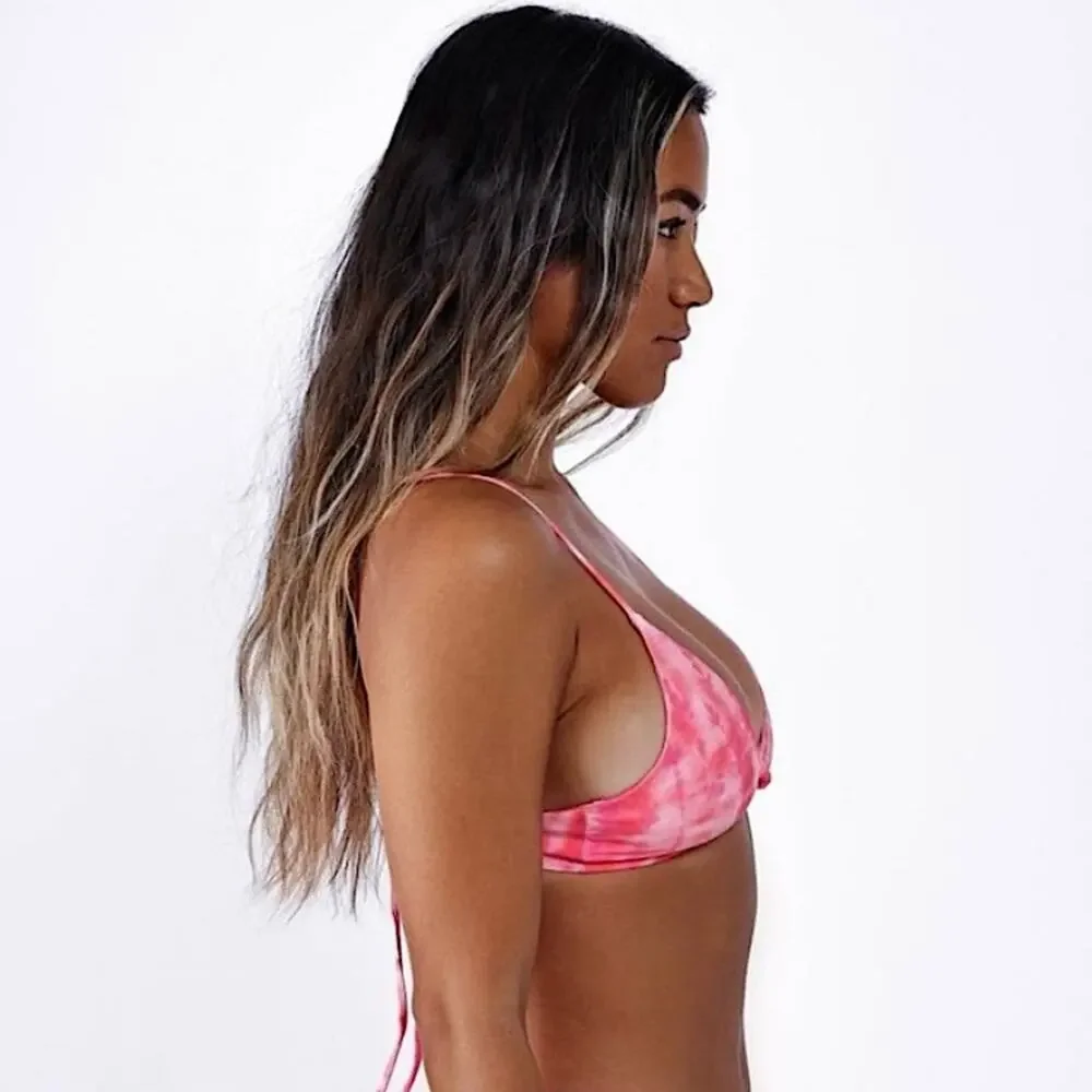 Skatie Pink Tie-Dye Triangle Bikini Top